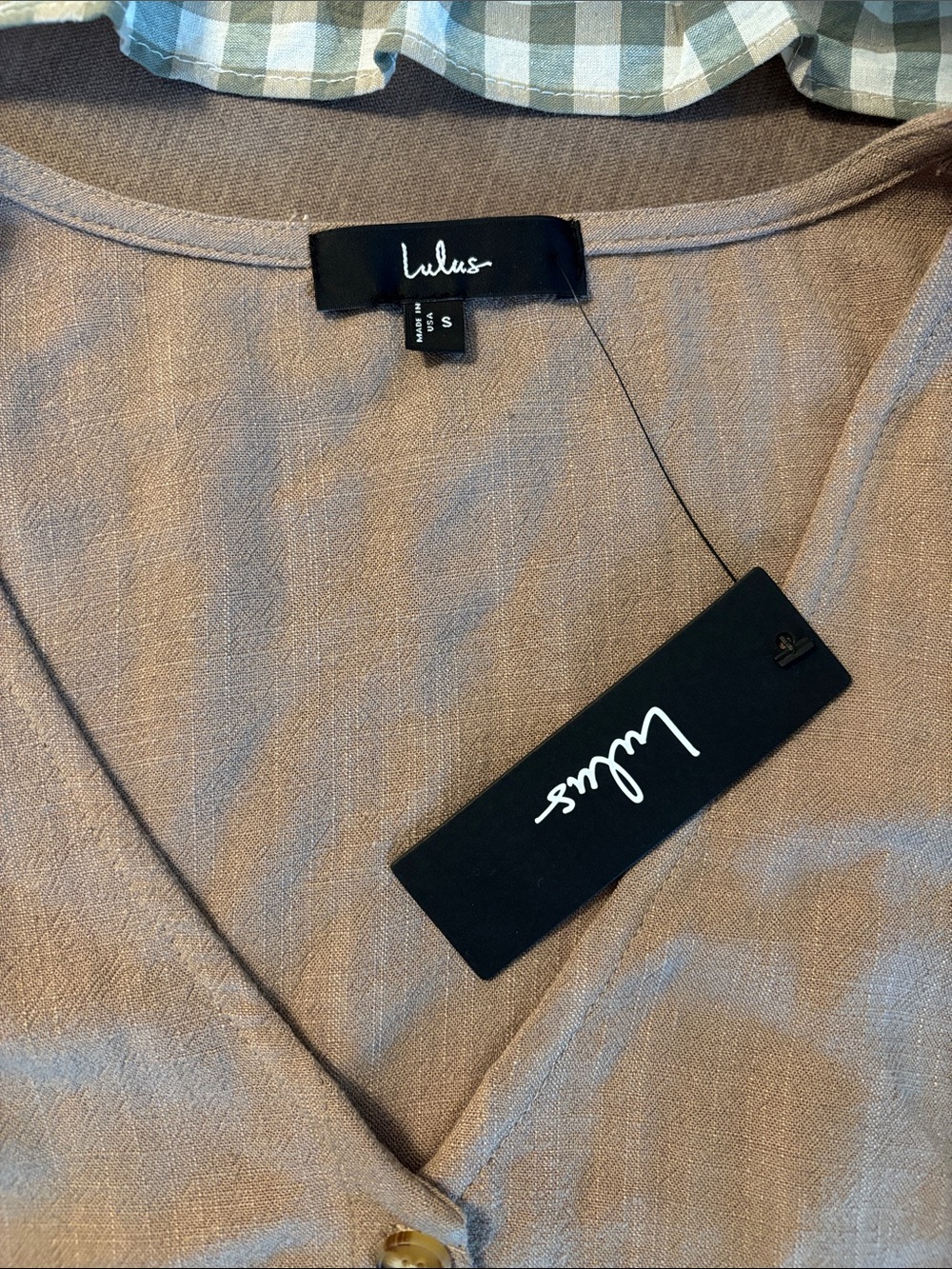Lulu's Lightweight Tan Button-Front V-Neck Tank - Picture 2 of 5